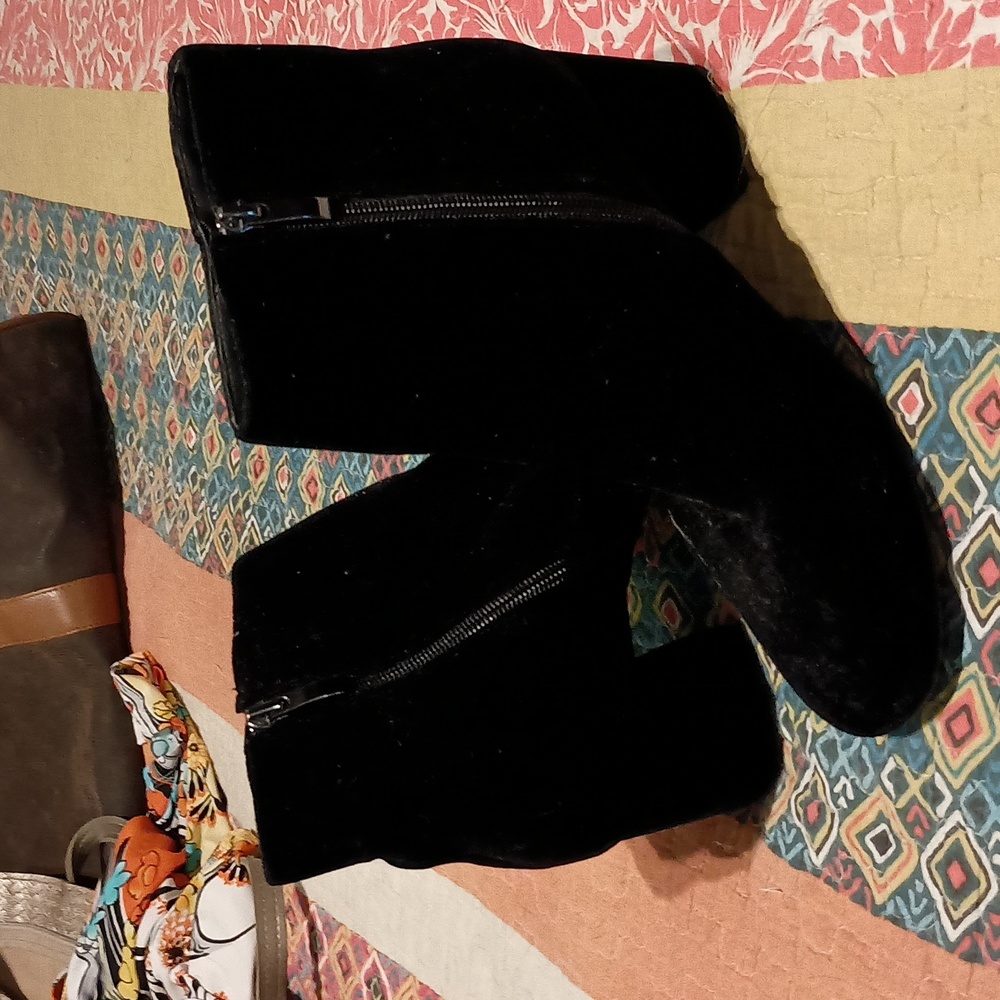 Size 8 velvet booties with 3 inch heel